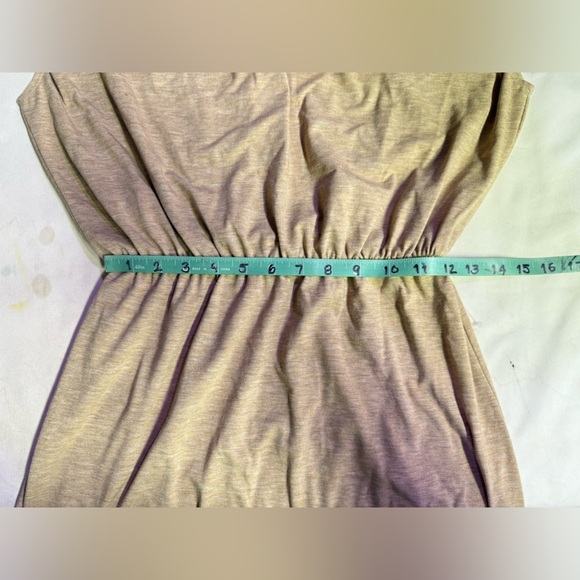 WAYF Tan knit cap sleeve elastic waist midi dress size M - Picture 14 of 16